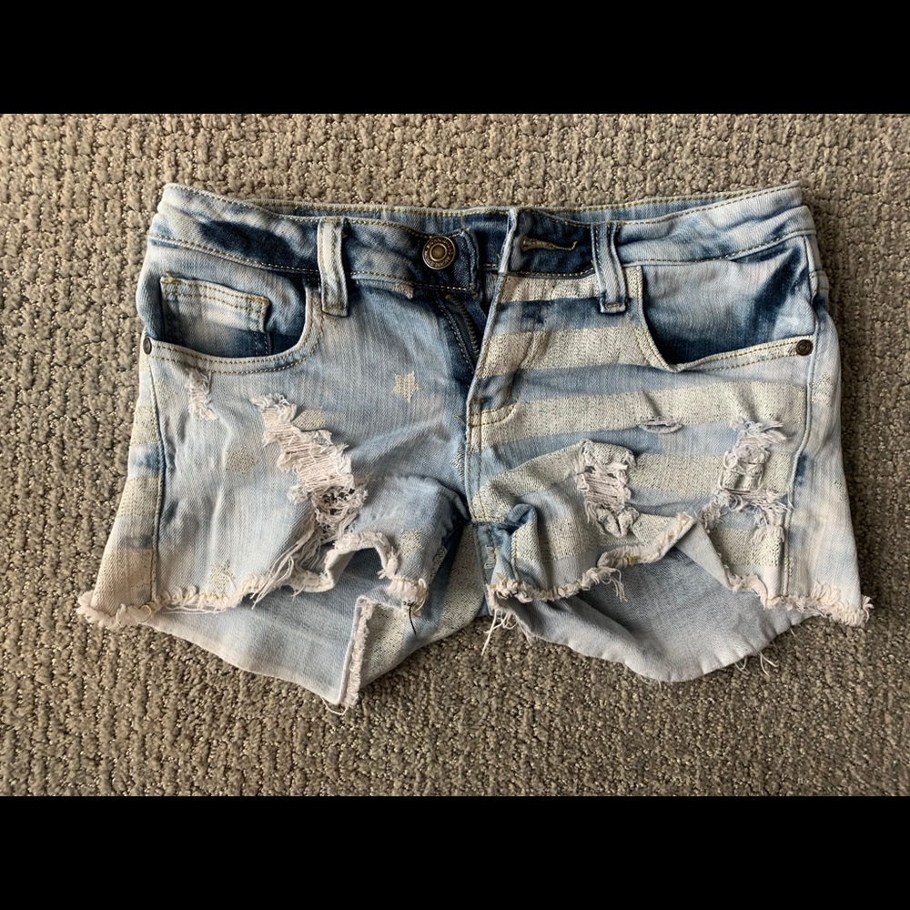 Denim flag shorts